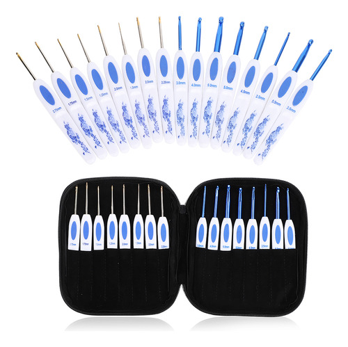 Juego De Ganchillos Azules Para Tejer Diy