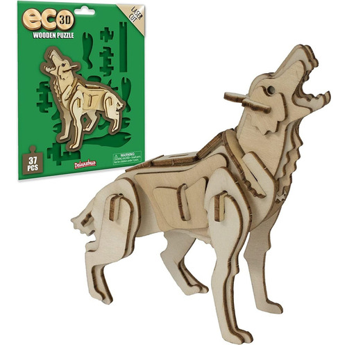 Eco 3d Wooden Puzzle - Lobo De Deluxebase. Kit De Manualidad