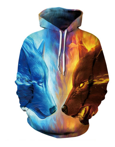 Sudadera Con Capucha Y Estampado De Lobo De Hielo Y Fuego