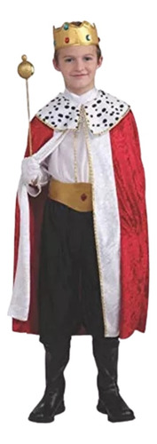 Disfraz De Rey Majestuoso Para Niños, Rojo, Blanco, Negro