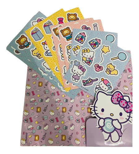 Set 8 Hojas Stickers + 1 Stickers Grande Hello Kitty Sanrio 