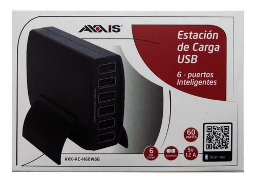 Imagen 4 de 7 de Estacion De Carga Usb 6 Puertos 60w 12a Axxis C/base Nuevo