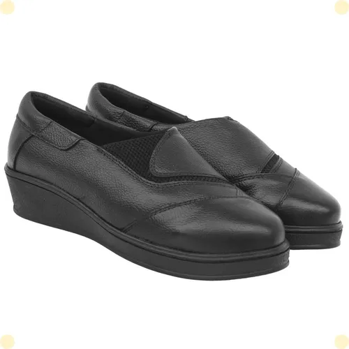 comprar Sapato Feminino Anabela Couro Confortável Slip On Plataforma
