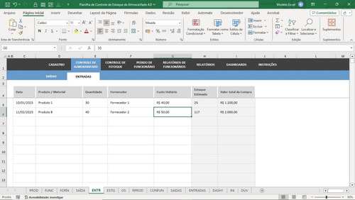 Planilha De Controle De Estoque De Almoxarifado 4.0