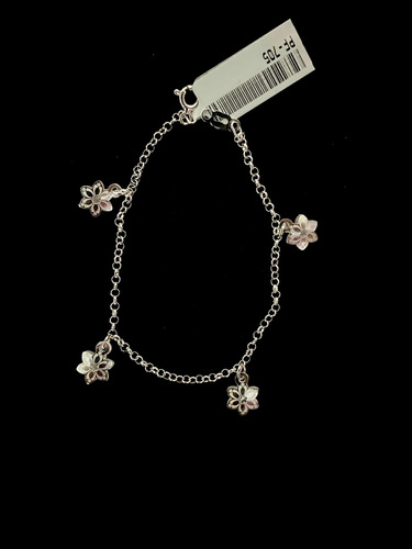 Pulsera Pulso Mujer Dama Flores Plata .925