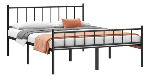 Base De Cama Diiyiv Matrimonial De Metal Color Negro