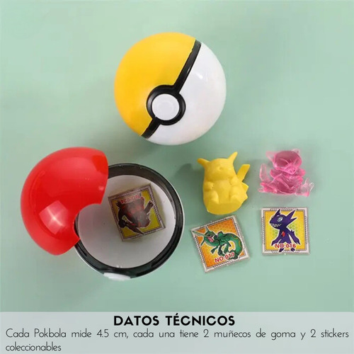 5 Pokebola De Colores Sorpresas En Cada Esfera 2 Muñecos