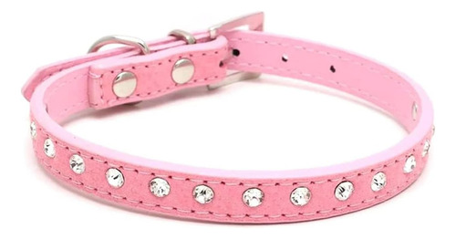 Collar De Perro Cristal Bling Rhinestone Pu Cuero Cachorro G