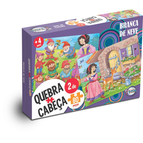 Quebra Cabeça Puzzle Branca De Neve - 80 Peças - 2 Em 1 Toia