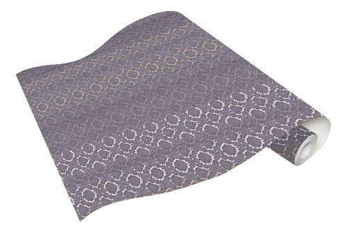 Imagen 3 de 3 de Papel Tapiz Gris Con Dorado Diseño Damascos Pequeños