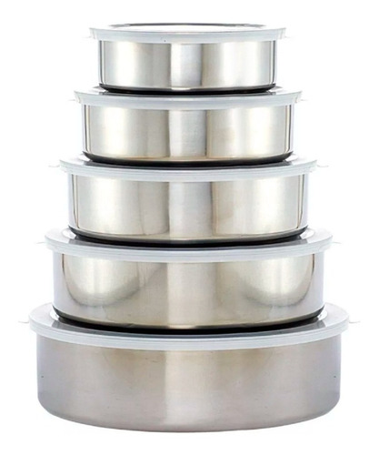 Imagen 2 de 7 de 5 Tapers De Acero Inoxidable Bowl Recipiente Metálico Vianda