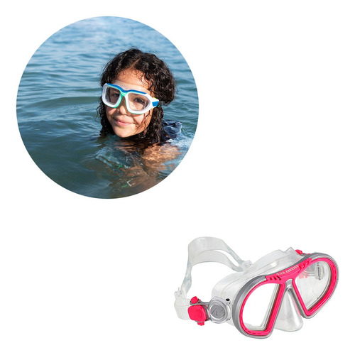 Mascara De Buceo Para Niños Color Rosa Ajustable Visionclara