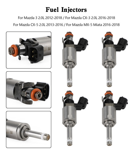 # 4 Inyectores De Combustible Pe01-13-250c Para Mazda 3