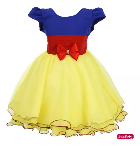 Vestido Infantil Branca De Neve Bebê Princesa Festa De