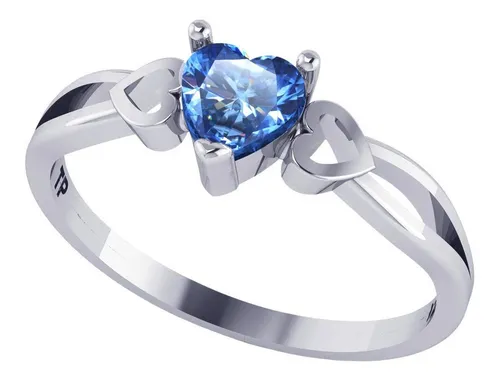 comprar Anel Pura Prata 925 Eterno Coração Topázio Azul - Exclusivo