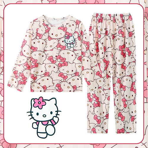 Pijama Sanrio Hello Kitty Con Playera Manga Larga Y Pantalón