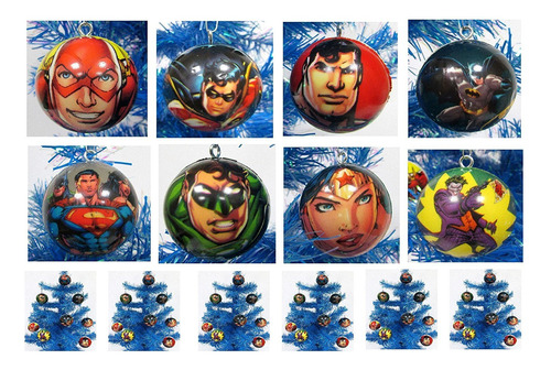 Super Hero De Comics De Dia Festivo Navidad Ornamento Set 