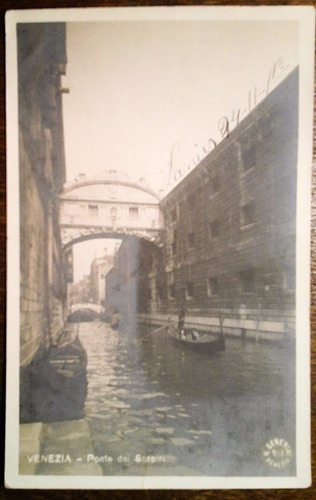 Antigua Tarjeta Postal Venecia Puente De Los Suspiros 1919