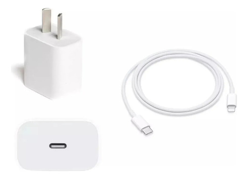 Cargador 20w Para Iphone Carga Rápida + Cable Usb C Original Blanco