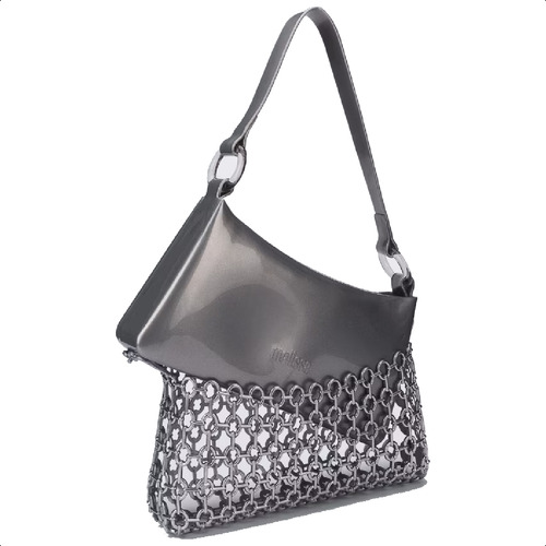 Melissa Hoop Bag Cor Prateado Correia De Ombro Prateado Desenho Do Tecido Lisa