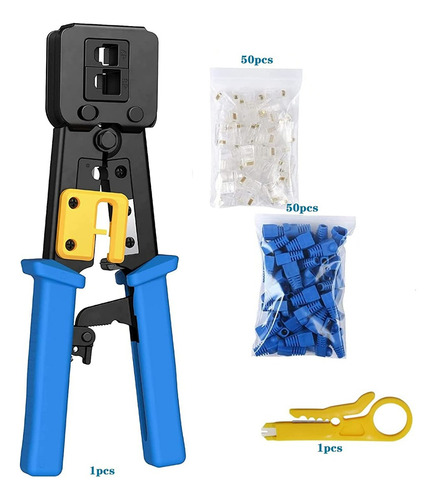 Crimpeadora Rj45 Con 50 Conector Cat6 Para Cable Cat6