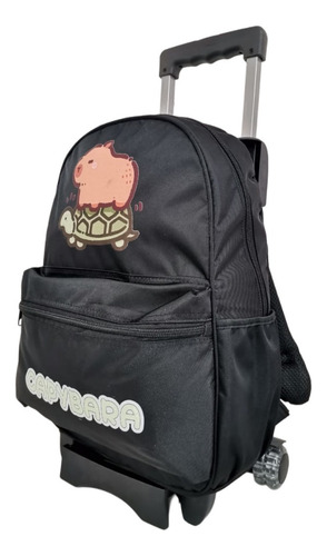 Mochila Capibara Con Llantas Negro Liso