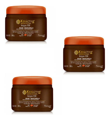 3 Mascarilla Argan Nutrapel Keractive Moroccan Sin Parabenos