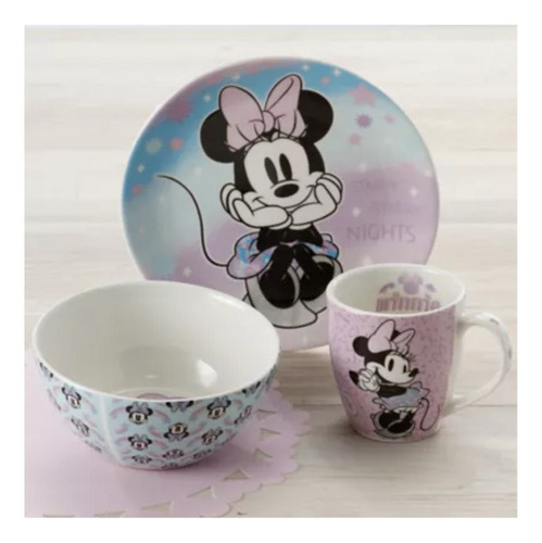 Set Desayuno Minnie Mouse Vajilla Disney Niñas Nueva