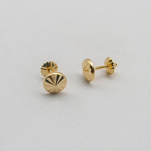 Aros Facetados Grandes Oro 18 K 0,9 Gr C/rosca Dama  A6c