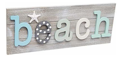 Señales - Real Wood Beach Word Sign With Sea Life | Whi