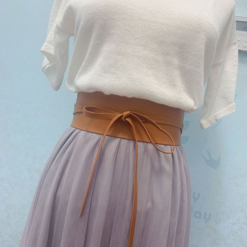 Vestido Elástico Ancho Con Cinturón De Cintura A Juego Para
