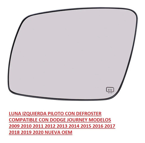 Luna Dodge Journey Izquierda 2015 2016 2017 2018 2019 2020