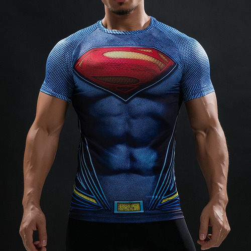 Camiseta De Compresión Para Hombre Superman Impreso 3d Camis