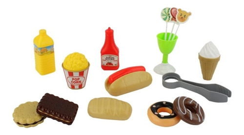 Comidinhas De Brinquedo Fast Food Hot Dog E Guloseimas 15pçs