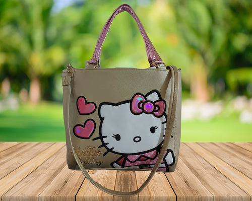 Imagen 2 de 7 de Bolsa De Mano De Dama, De Hello Kitty En Color Dorado 1