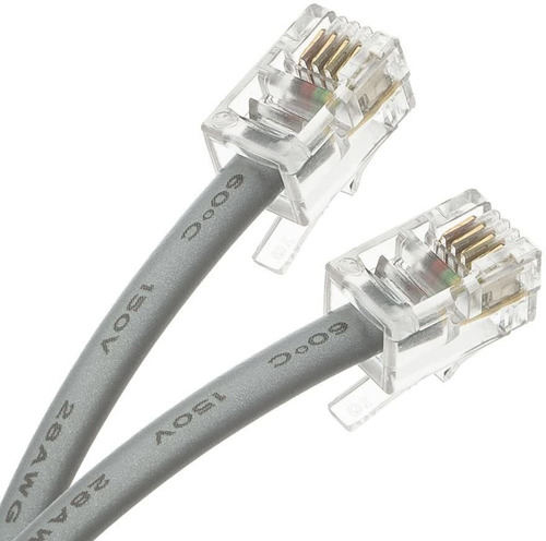 Cable Plano Telefonico R49 4p4c De Plata | 2 M / 2 Piezas