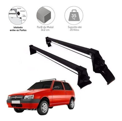 Rack De Teto Bagageiro Aço Fiat Uno 2 Portas 2003