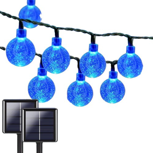 Cadena De Luces Solares Led Impermeable Bombilla Color Azul