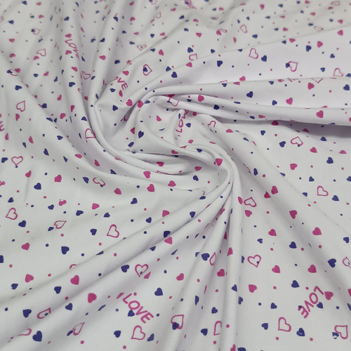Tela Algodon Con Lycra 30.1 Estampado Ideal Lenceria Blanco Corazón