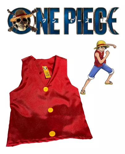Fantasia Luffy C/ Chapéu One Piece Traje Infantil Roupa Mangá