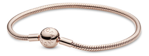 Brazalete Con Broche Pandora Cubierto En Oro Rosa De 14k Talla 18 Cm