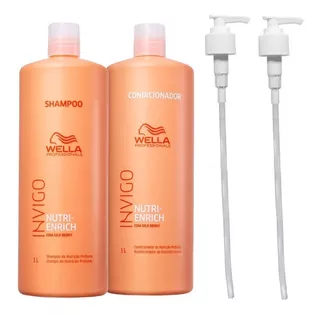 Kit Wella Nutri Enrich Shampoo + Condicionador 1l + Válvulas