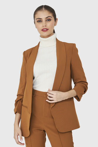 Blazer Mangas Drapeadas 3/4 Camel Nicopoly