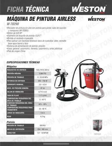 Maquina De Pintura Airless 750w 110v C/manguera De 7.6 Mts