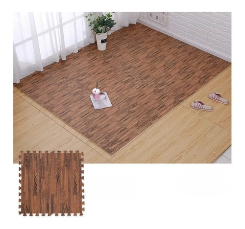 X4 Piso Goma Eva Puzzle Alfombra Madera 60x60x1cm Antigolpe