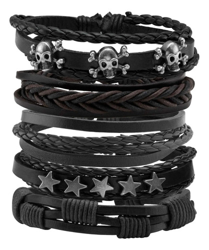 Milakoo 5 Pulseras De Cuero Trenzado Para Hombres Y Mujeres,