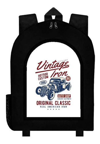 Mochila Negra Autos Viejos Clasicos Vintage Art#ar145