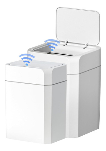 2pzs Botes De Basura Inteligente Con Tapa Para Baño Cocina Blanco