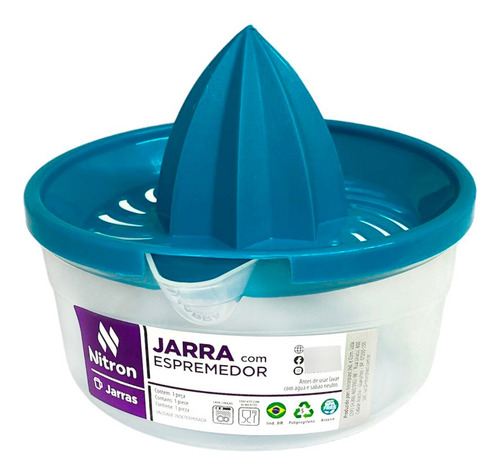 Jarra Com Espremedor Para Frutas De Plástico 500 Ml Cor Azul