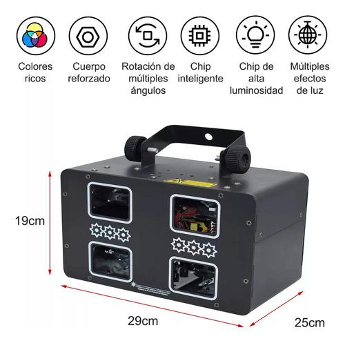 Rayo Láser Cuatro Rgb Dmx Potente Luces Para Dj Proyecto Para Escenario Música Sonido Activado Y Control Dmx Proyector De Patrones